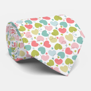 Cravate Coeur de couleur pastel motif