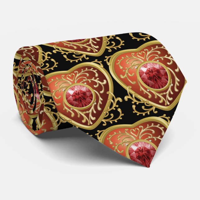 Cravate Cœur de Fée Bijou Rouge  (Roulé)