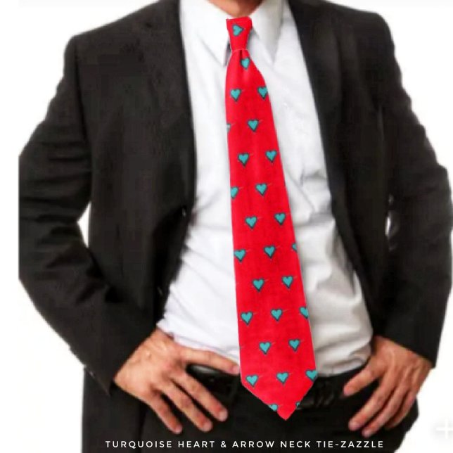 Cravate Coeur et flèche turquoise (Créateur téléchargé)
