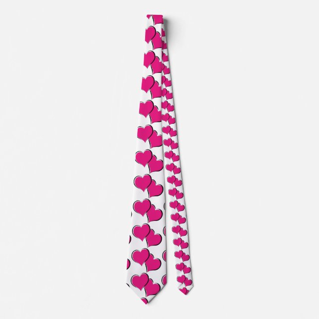 Cravate coeur rouge apparié blanc (Devant)