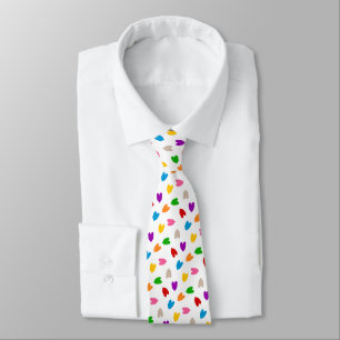 Cravate Cœurs Amour Motif Design Coloré Blanc