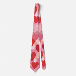 Cravate Cœurs aquarelle rose et rouge Coquette romantique