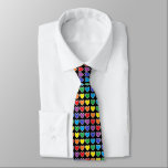 Cravate Coeurs arc-en-ciel blanc<br><div class="desc">art numérique Abstrait de coeurs de couleur arc-en-ciel dessiné en blanc contre un arrière - plan noir.</div>