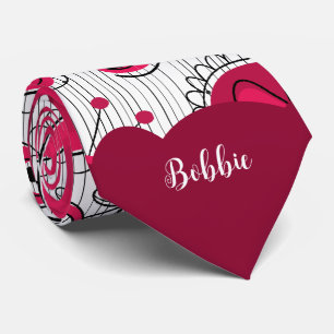 Cravate Coeurs blancs blancs blancs blancs Whimsical fleur