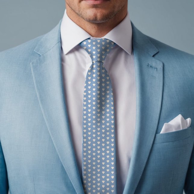 Cravate Cœurs Bleus Doux Romantiques pour la Saint-Valenti (Cool blue tie with subtle heart design for a stylish, festive, and charming Valentine's look.)
