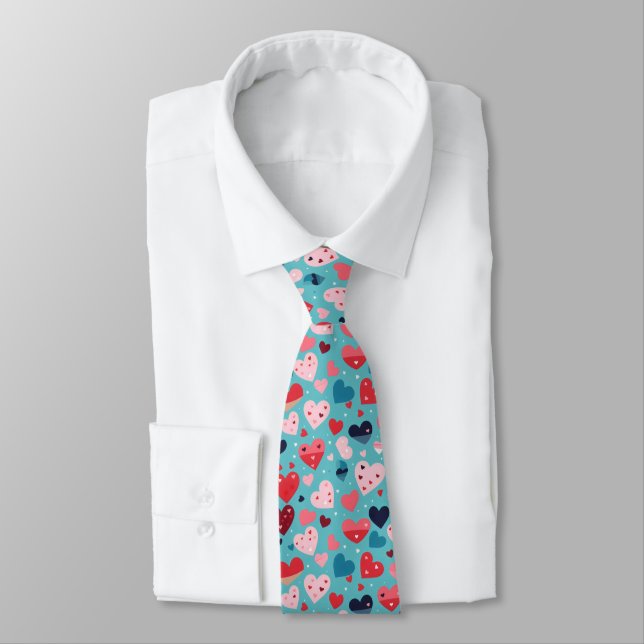 Cravate Coeurs colorés Motif mignon (Attaché)