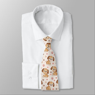 Cravate Cœurs de chiot mignons motif aquarelle (1)