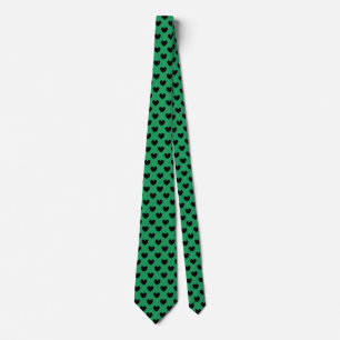 Cravate Coeurs de polka noir sur Kelly green