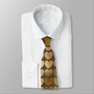 Cravate Coeurs d'or sur Black Elegant Valentine