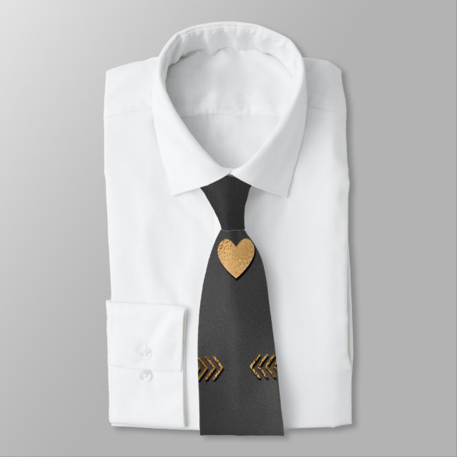 Cravate Coeurs d'or sur Black Elegant Valentine (Attaché)