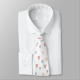Cravate Cœurs mignons et motif de la Saint-Valentin à pois