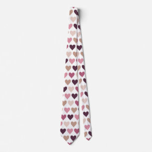 Cravate Cœurs Miniatures Roses et Motif d'Amour à la Prune