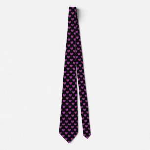 Cravate Coeurs polka violet sur noir