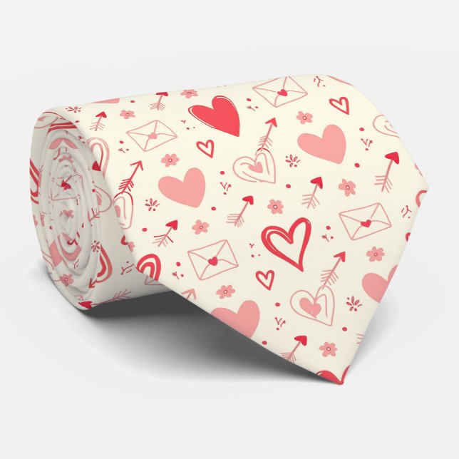 Cravate Cœurs romantiques de la Saint-Valentin motif sans  (Roulé)