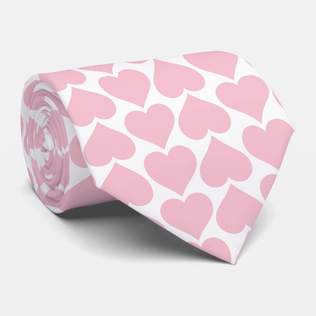 Cravate Coeurs roses Motif, Romantique, Amour (Roulé)