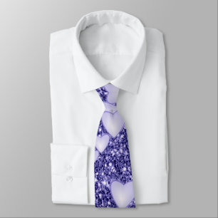 Cravate Coeurs sur parties scintillant d'étincelle, bleu