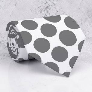 Cravate Col à pois gris sur fond blanc personnalisé
