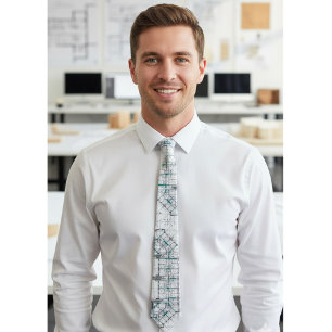 Cravate Col avec motif de plan architectural pour hommes