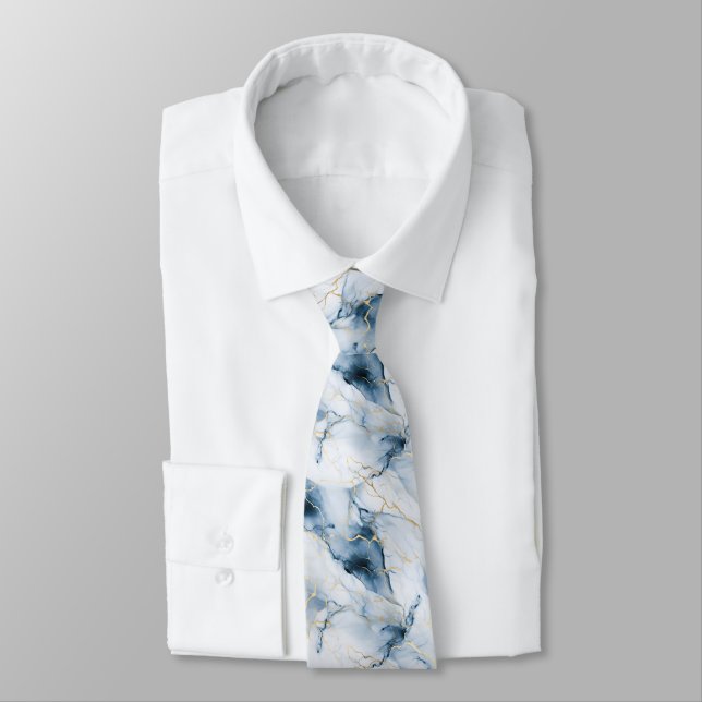 Cravate Col blanc or marbré tourbillon mariage formel mari (Attaché)