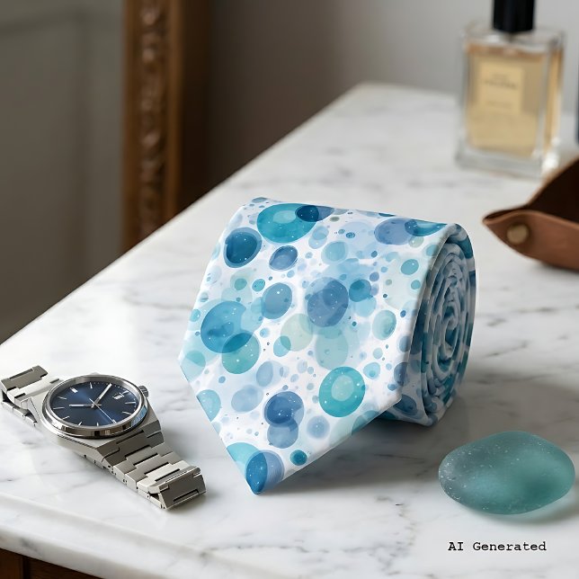 Cravate Col bleu abstrait Liquide Oxygène Cercle Collier (Créateur téléchargé)