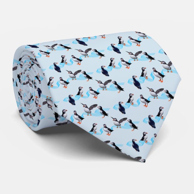 Cravate Col Crampon de Fête pour Puffin Double Face (Bleu  (Roulé)