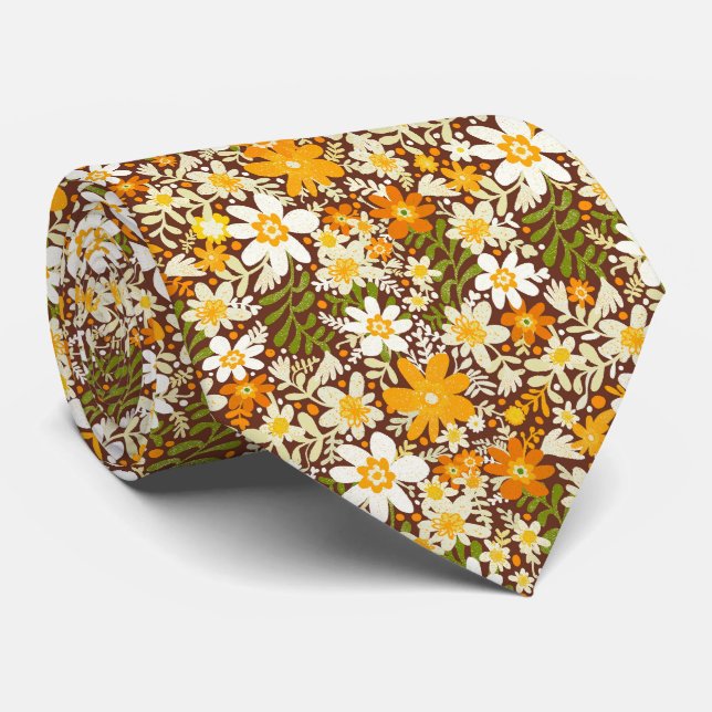 Cravate Col Croovy Boho Fleurs de Printemps (Roulé)