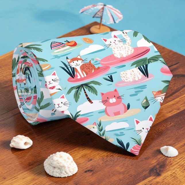 Cravate Col de chat de plage d'été Necktie Tie (Créateur téléchargé)
