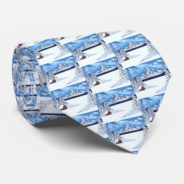 Cravate Col de foulard Scène hivernale merveilleuse (Roulé)