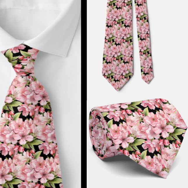 Cravate Col de tie Fleur de Cerisier Japonaise (Créateur téléchargé)