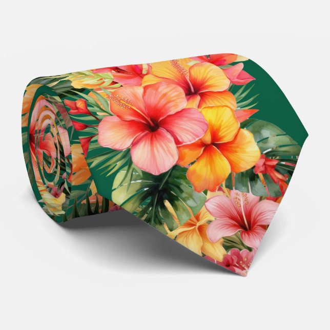 Cravate Col de vacances d'été | Hibiscus tropical (Roulé)
