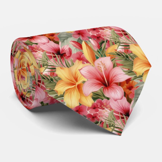 Cravate Col de vacances d'été | Hibiscus tropical (Roulé)