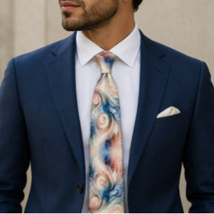 Cravate Col élégant à motif floral fantaisie aquarelle