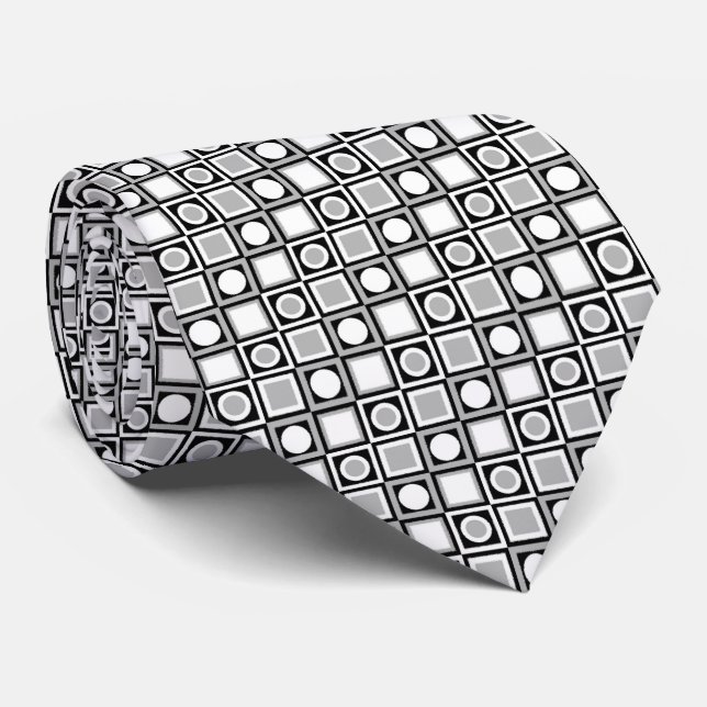 Cravate Col élégant avec motif rétro noir blanc gris (Roulé)