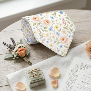Cravate Col élégant et chic avec une œuvre florale pastel