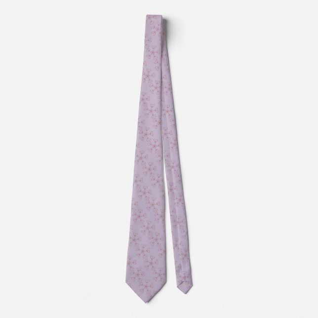 Cravate Col élégant floral de couleur rose violacé (Devant)