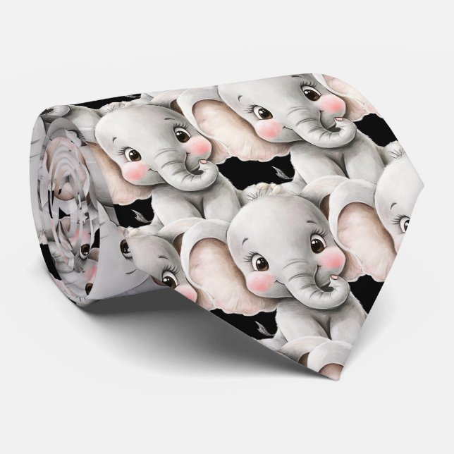 Cravate Col éléphant mignon drôle Kawaii géant (Roulé)