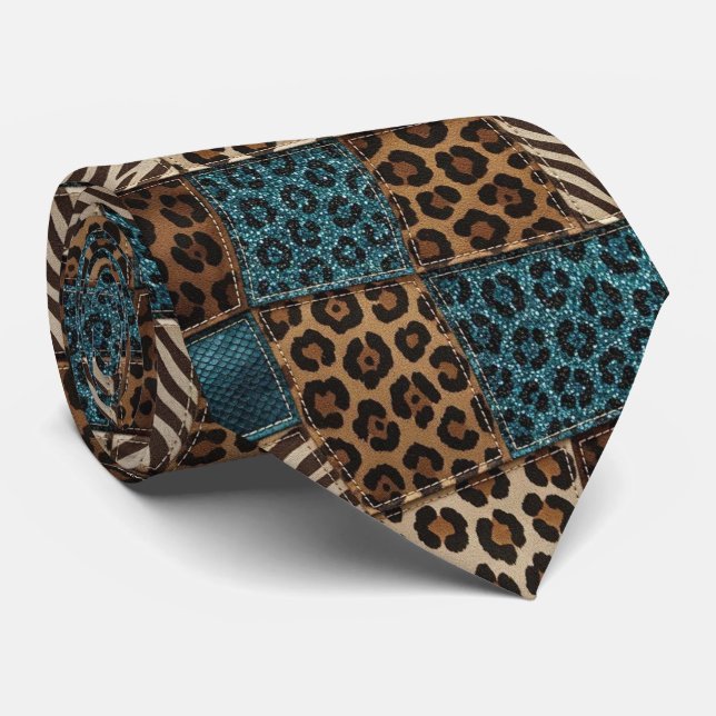 Cravate Col extravagant | Motif d'animal sauvage d'Afrique (Roulé)