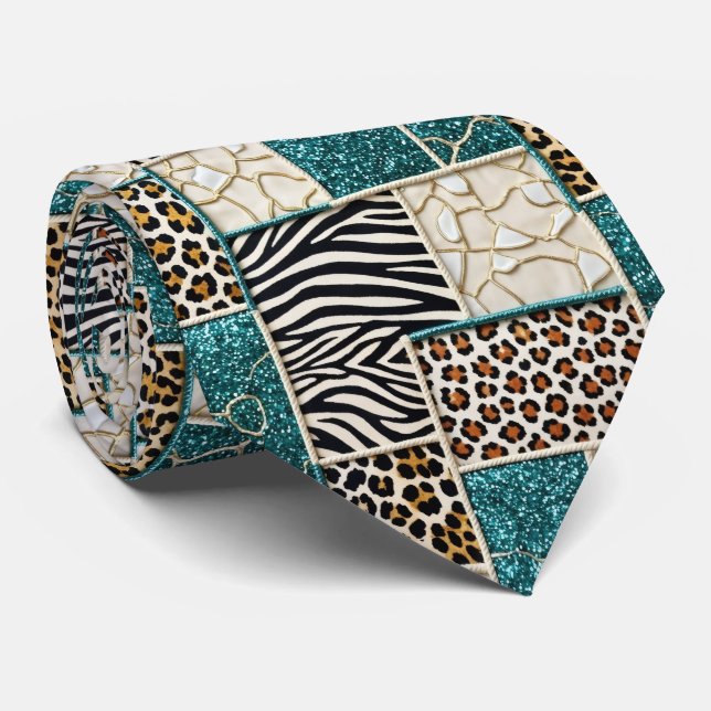 Cravate Col extravagant pour le cou | Motif d'animal sauva (Roulé)