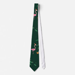 Cravate Col Flamingo Noël Émeraude de Noël