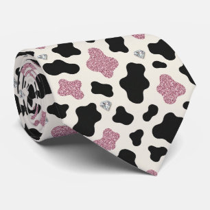Cravate Col Glitter Faux Soie Imprimé Vache   Cowgirl