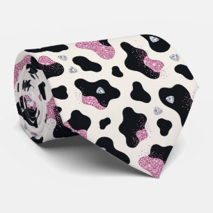 Cravate Col Glitter Imprimé Vache en Soie Façon Cowgirl