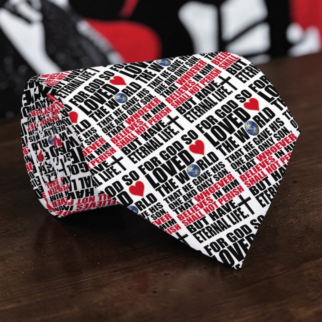 Cravate Col Necktie personnalisé avec verset biblique Jean (Créateur téléchargé)