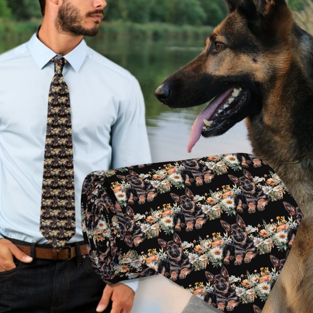 Cravate Col noir motif Berger Allemand (Créateur téléchargé)