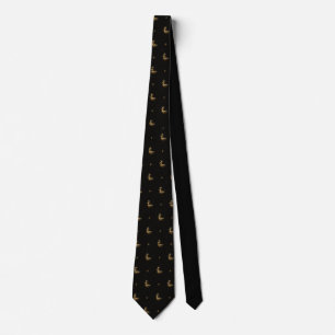 Cravate Col royal doré motif canard royal classique noir