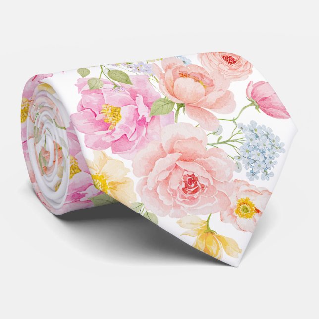 Cravate Col vif de fleurs pastel pour le cou (Roulé)