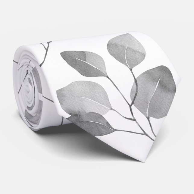 Cravate Colier de nœud de mariage en eucalyptus White Silv (Roulé)
