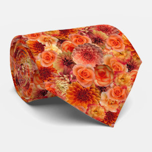 Cravate Collage Floral Orange Peach - Big Vibrant Energy
