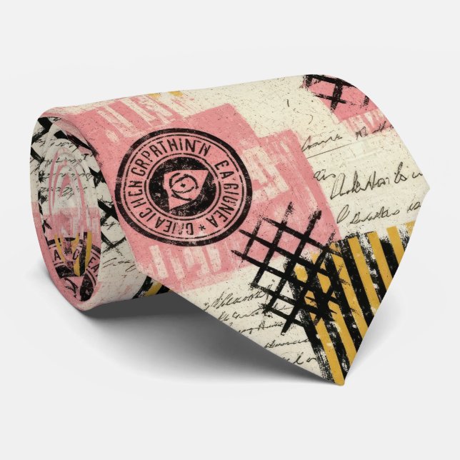 Cravate Collage mixte vintage - Papier en détresse (Roulé)
