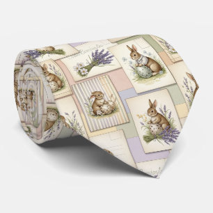 Cravate Collage vintage du lapin de Pâques