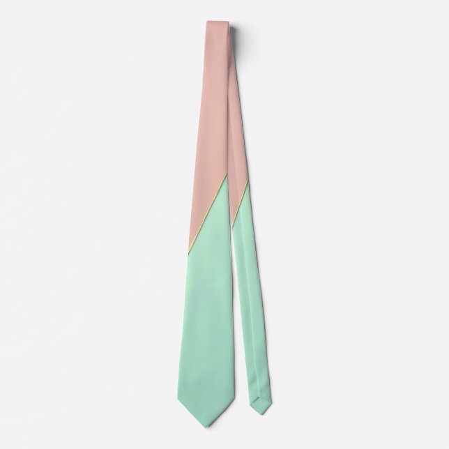 Cravate Collection Abstraite Tendance Rose Blush Menthe (Devant)